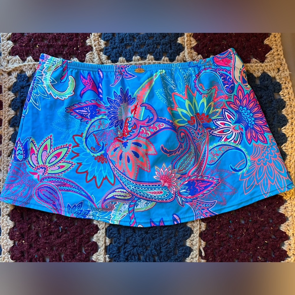 Sunsets Swimwear NWT 2pc Set Tankini E-Cup Top & XL Skirt Blue Paisley Floral - Picture 11 of 12